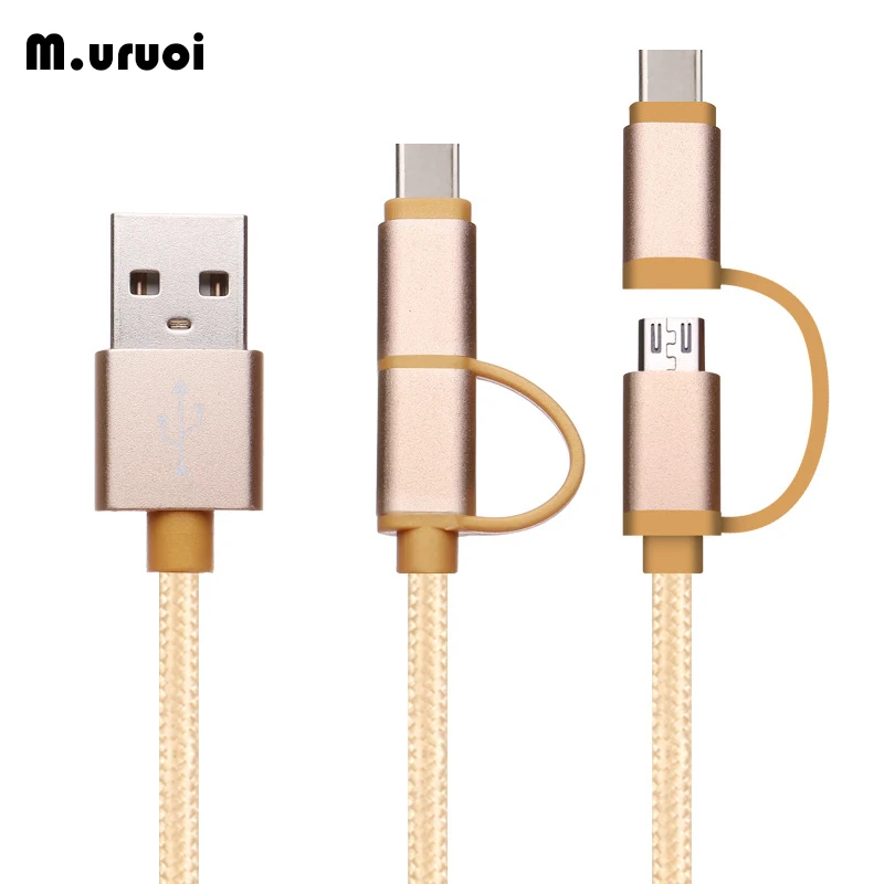 Зарядное устройство для кабеля передачи данных M.uruoi 2 в 1 фотокабели Android USB Type C +