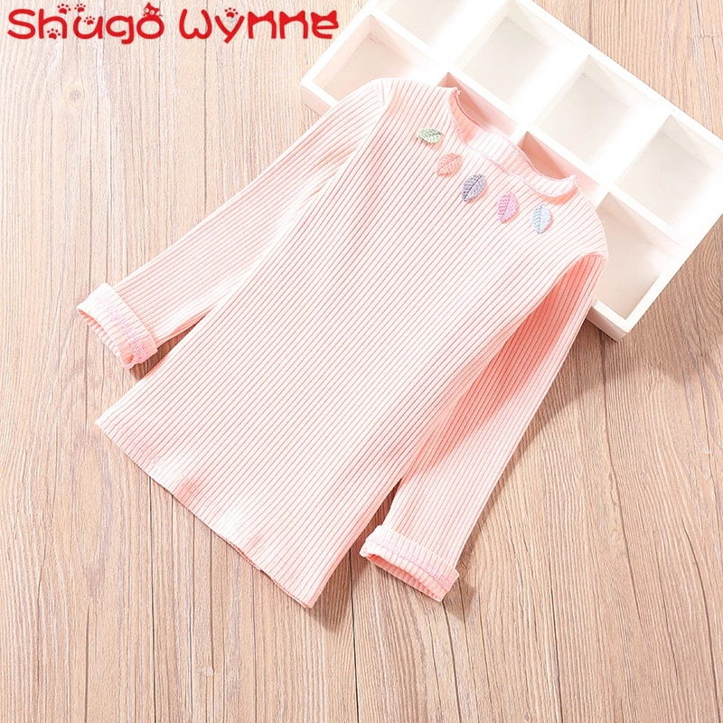 Spring children's solid long-sleeved round neck leaf print princess party girls T-shirt cotton children's shirt T-shirt
Spring children's solid long-sleeved round neck leaf print princess party girls T-shirt cotton children's shirt T-shirt
