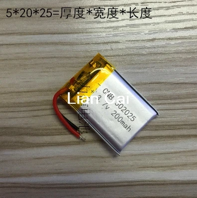 3.7 V 502025 052025P 200mAh polymer lithium battery with protection board , used for bluetooth MP3,MP4
3.7 V 502025 052025P 200mAh polymer lithium battery with protection board , used for bluetooth MP3,MP4