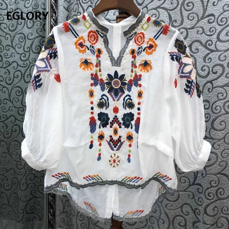 100%Silk Blouse Shirt 2019 Summer Fashion Tops Women Exquisite Floral Embroidery Back Buttons 3/4 Sleeve Vintage Tops Shirt
100%Silk Blouse Shirt 2019 Summer Fashion Tops Women Exquisite Floral Embroidery Back Buttons 3/4 Sleeve Vintage Tops Shirt