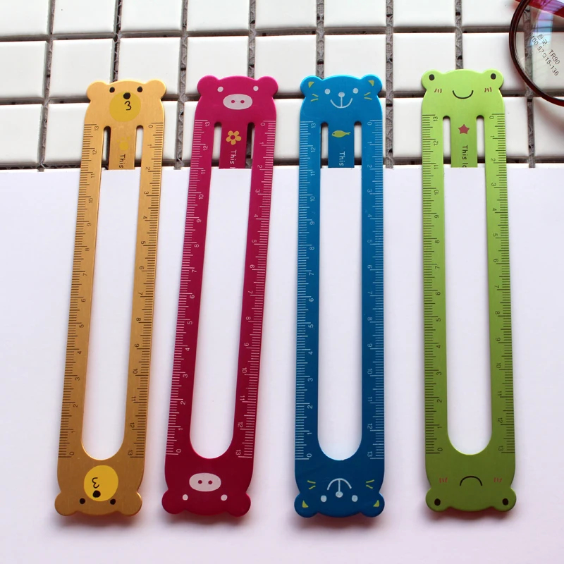 Fromthenon cute animal metal stainless ruler 13cm metal bookmark color scale rulers for kids Kawaii stationery school supplies