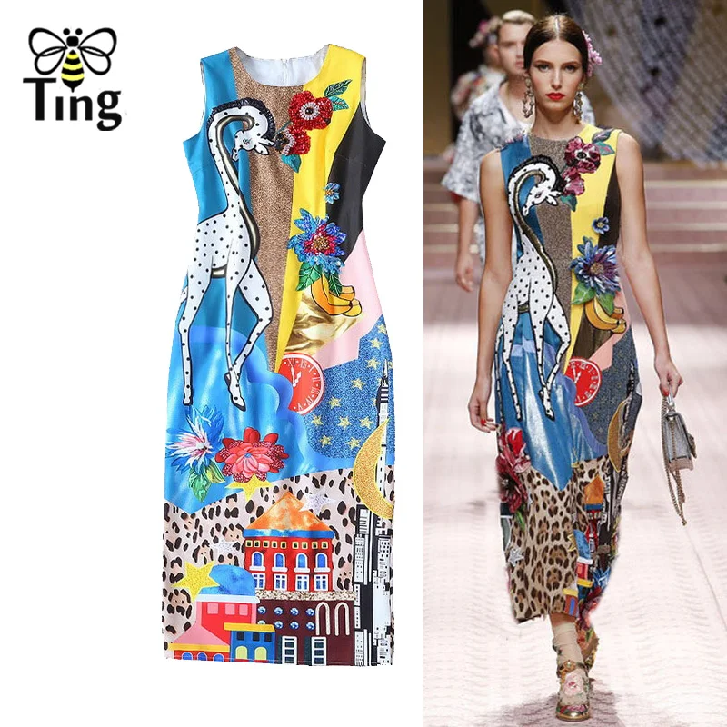 Tingfly New Summer Runway Designer Giraffe Animal Print Long Dress Vintage Floral Party Dresses Office Work Dress Chic Vestidos
Tingfly New Summer Runway Designer Giraffe Animal Print Long Dress Vintage Floral Party Dresses Office Work Dress Chic Vestidos