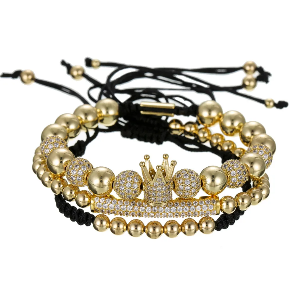 Hip Hop Crown Luxury Men Bracelet Set Iced Out Braided Bracelets Gold Copper Beads Jewelry 8mm CZ Paved Ball Wristband ZA013
Hip Hop Crown Luxury Men Bracelet Set Iced Out Braided Bracelets Gold Copper Beads Jewelry 8mm CZ Paved Ball Wristband ZA013