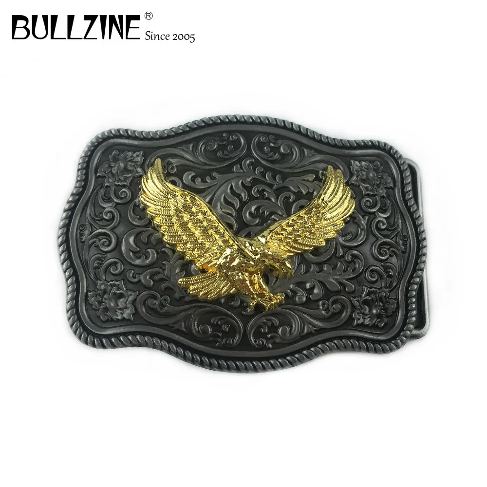 The Bullzine zinc alloy flying eagle western men's belt buckle with gold and pewter finish FP-03704 suitable for 4cm width belt
The Bullzine zinc alloy flying eagle western men's belt buckle with gold and pewter finish FP-03704 suitable for 4cm width belt