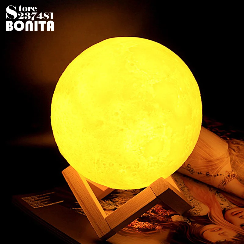 3D светильник в виде Луны ночник настольная лампа с зарядкой для спальни