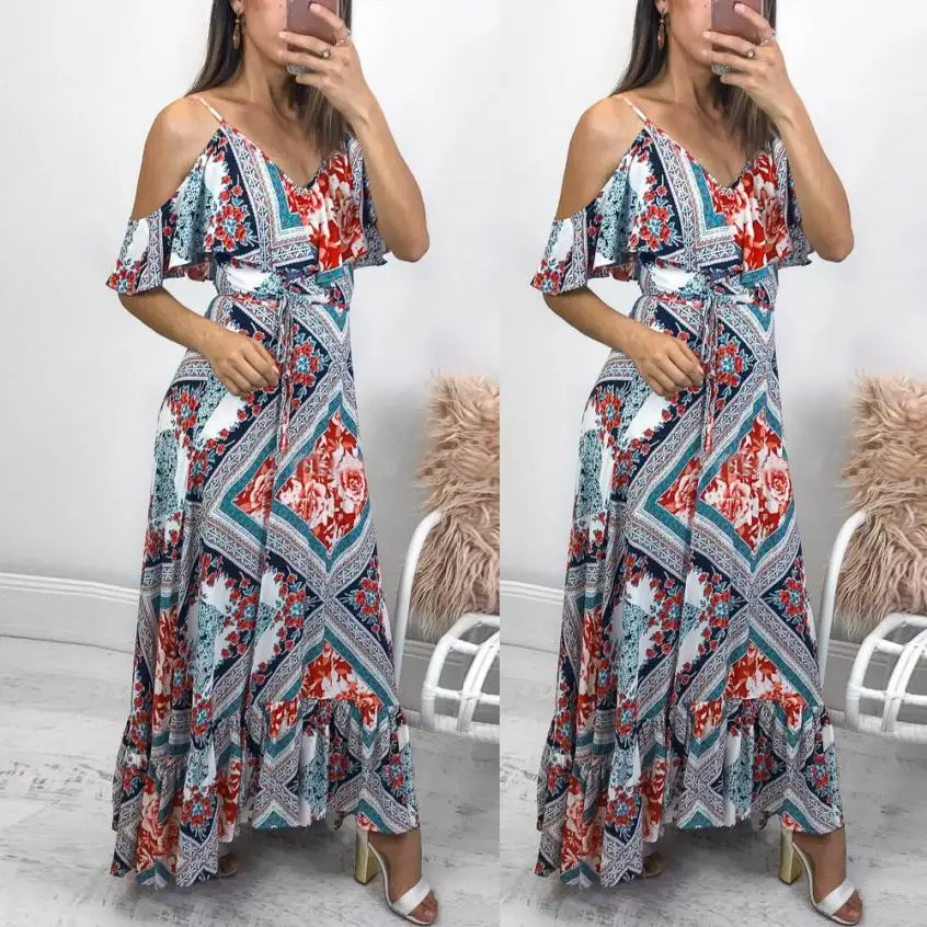 KANCOOLD Dress Women Printing Strappy Off Shoulder Sexy V Neck Dress High Waist Boho Long Maxi Dress women 2018AUG8
KANCOOLD Dress Women Printing Strappy Off Shoulder Sexy V Neck Dress High Waist Boho Long Maxi Dress women 2018AUG8