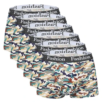 

6pcs/lot Modal Underwear Camouflage Men Boxers Shorts Brand Sexy Boxer Breathable Ropa Interior Bokser Homme Underpants Y66