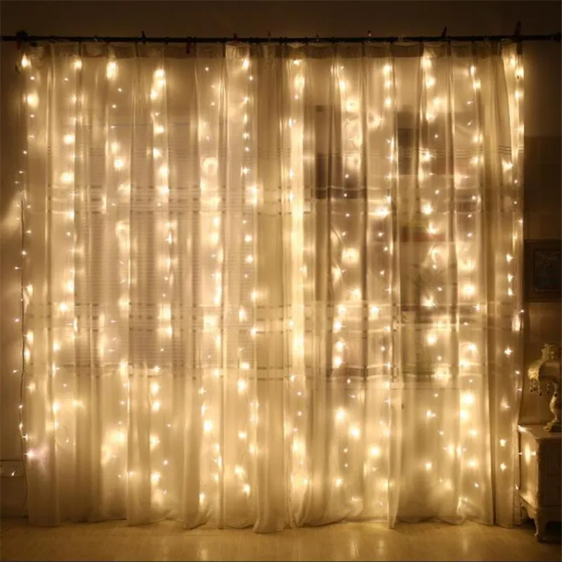 3M x 3M 300LED Outdoor Home Christmas Decorative xmas String Fairy Curtain Strip Garlands Party Lights For Wedding Decorations 15