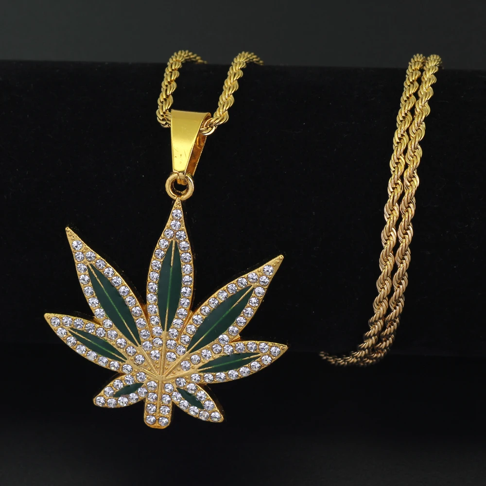 Fashion Hip Hop Enamel Leaf Pendant Necklace Jewelry Stainless Steel Chain American Star Popular Crystal Necklace Beiver
Fashion Hip Hop Enamel Leaf Pendant Necklace Jewelry Stainless Steel Chain American Star Popular Crystal Necklace Beiver