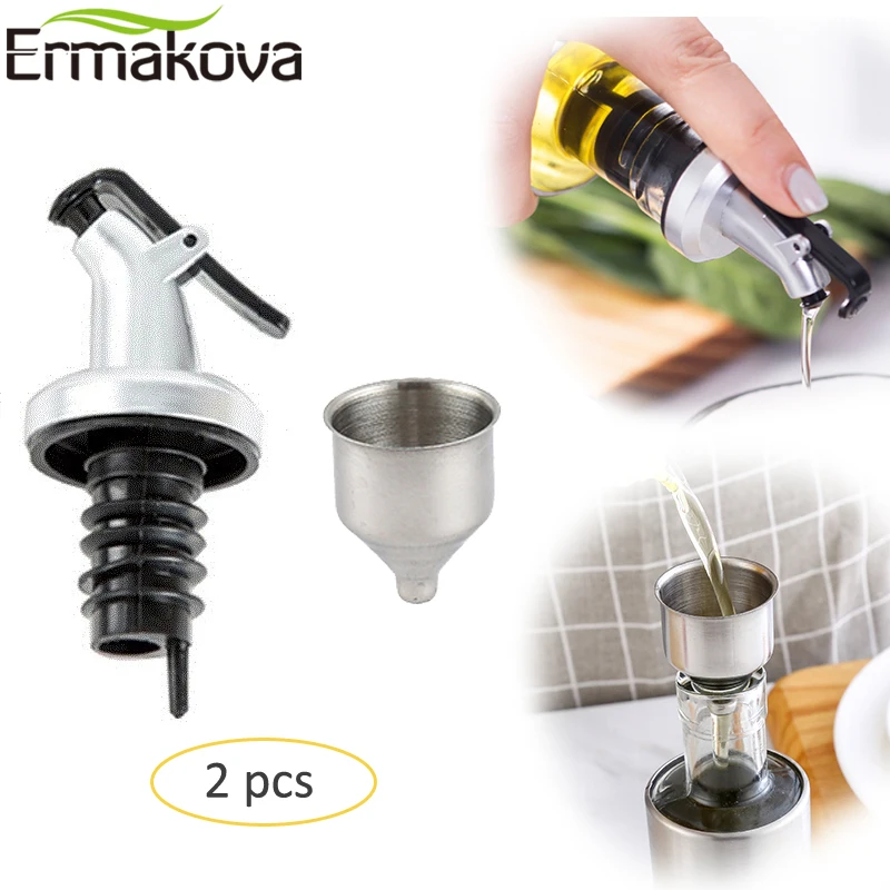 ERMAKOVA 2 Pcs ABS Soy Sauce Oil Vinegar Pour Spout Liquor Wine Bottle Pourer Stopper Stainless Steel Kitchen Funnel for Flask
ERMAKOVA 2 Pcs ABS Soy Sauce Oil Vinegar Pour Spout Liquor Wine Bottle Pourer Stopper Stainless Steel Kitchen Funnel for Flask