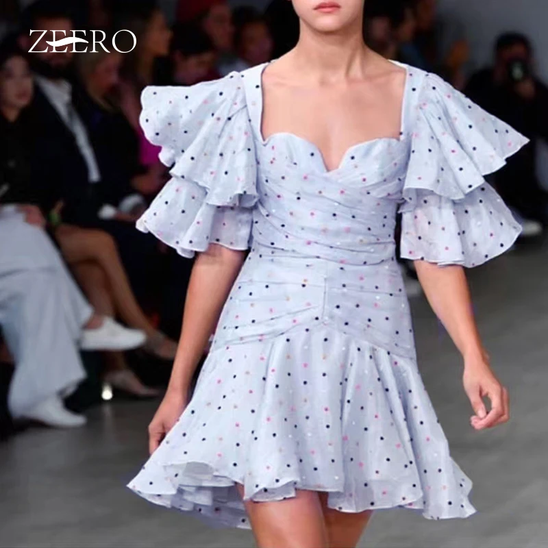Runway Women Polka Dot Dress Irregular Collar Ruffle Sleeve High Waist Vintage Mini Female Dresses Elegant 2019 Fashion Clothes
Runway Women Polka Dot Dress Irregular Collar Ruffle Sleeve High Waist Vintage Mini Female Dresses Elegant 2019 Fashion Clothes