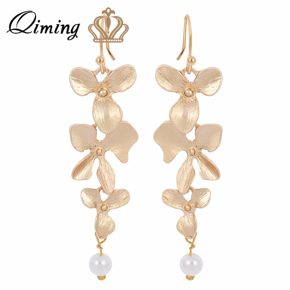 QIMING Beautiful Orchid Flower and Pearl Long Earrings Fashion Jewelry Dangle Earrings for Women Girls Vintage Korean Earring
QIMING Beautiful Orchid Flower and Pearl Long Earrings Fashion Jewelry Dangle Earrings for Women Girls Vintage Korean Earring