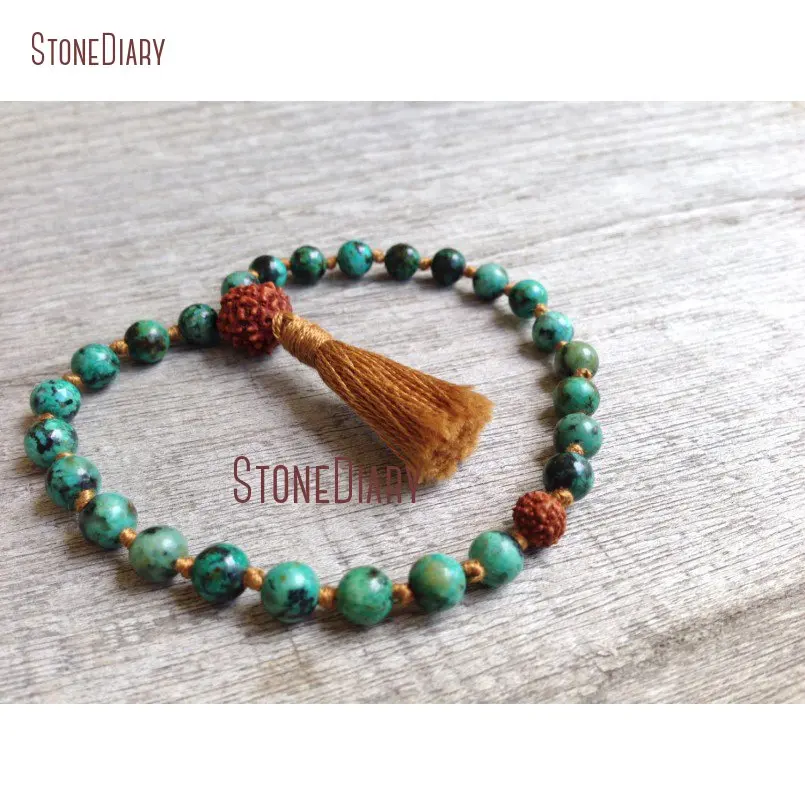 Hand knotted African Turquoises & Rudraksha 27 Bead Pocket Quarter Mala Bracelet Mantra Meditation Prayer Beads Bracelet BM11068
Hand knotted African Turquoises & Rudraksha 27 Bead Pocket Quarter Mala Bracelet Mantra Meditation Prayer Beads Bracelet BM11068