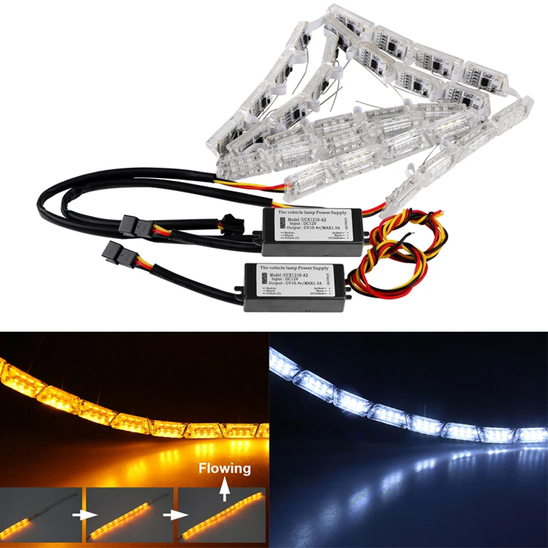 Sequential Flow Style Car Flexible White/Amber Switchback LED DRL Daytime Running Light with Turn Signal Lights 2018 Car Styling
Sequential Flow Style Car Flexible White/Amber Switchback LED DRL Daytime Running Light with Turn Signal Lights 2018 Car Styling