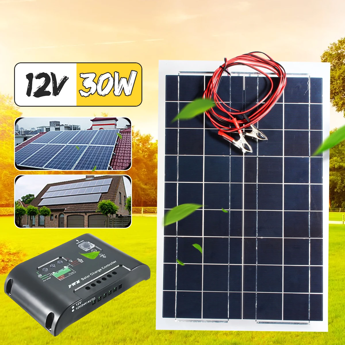 CLAITE 30W 18V Solar Panel Plate Flexible Solar Charger For Car Battery 12V Sunpower Polysilicon Cells +10A PWM Sun Controller
CLAITE 30W 18V Solar Panel Plate Flexible Solar Charger For Car Battery 12V Sunpower Polysilicon Cells +10A PWM Sun Controller