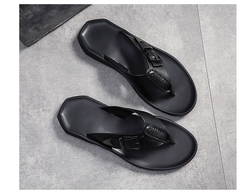 Summer Men New Style Genuine Leather Men Flip Flops Youth Black Trend Rme Casual Leather Slippers Men Comfortable Single Shoes
Summer Men New Style Genuine Leather Men Flip Flops Youth Black Trend Rme Casual Leather Slippers Men Comfortable Single Shoes