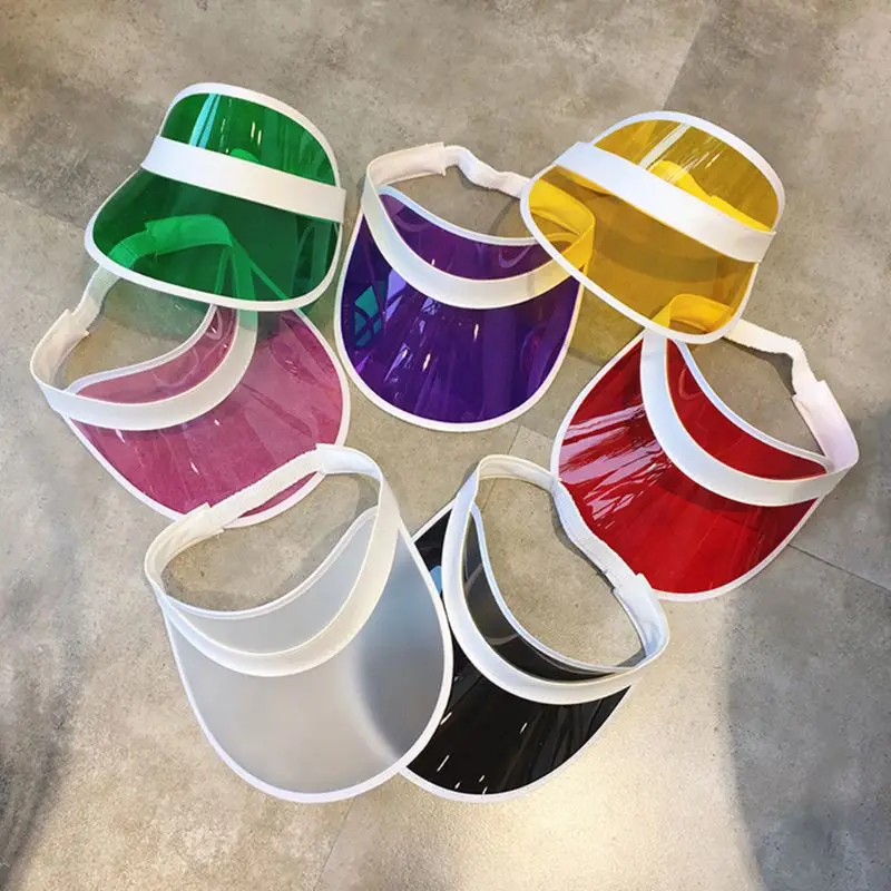 10 Colors Women Men Transparent PVC Plastic Sunshade Hat Frosted Sweet Candy Color Empty Open Top Sports Beach Sun Visor Cap
10 Colors Women Men Transparent PVC Plastic Sunshade Hat Frosted Sweet Candy Color Empty Open Top Sports Beach Sun Visor Cap