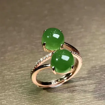 Natural authentic female 18k gold inlaid with hot white jade lime jade flowers and wealthy ring fresh fashion ring 
Natural authentic female 18k gold inlaid with hot white jade lime jade flowers and wealthy ring fresh fashion ring