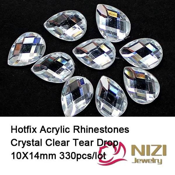 

10x14mm 330pcs Tear Drop Flatback Crystal Clear Hotfix Iron On Acrylic Rhinestones Stones For Jewelry Making DIY Designs