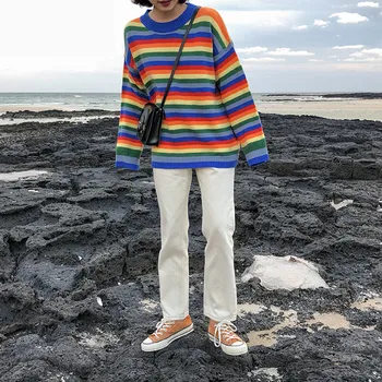 2018 autumn and winter korean style stripe rainbow thicking knitted sweaters womens pullovers womens (F1337)
2018 autumn and winter korean style stripe rainbow thicking knitted sweaters womens pullovers womens (F1337)