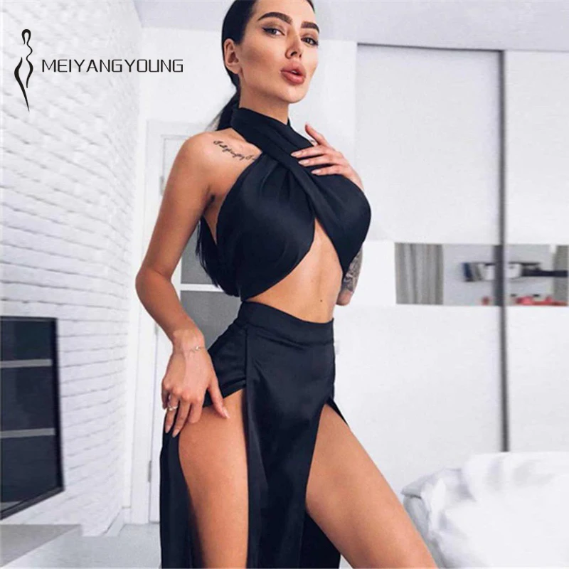 Two Piece Sets Women Sexy cross Tank Top And Split Trousers Sleeveless Sweatsuits Nightclub 2 Piece Set Women Sets
Two Piece Sets Women Sexy cross Tank Top And Split Trousers Sleeveless Sweatsuits Nightclub 2 Piece Set Women Sets