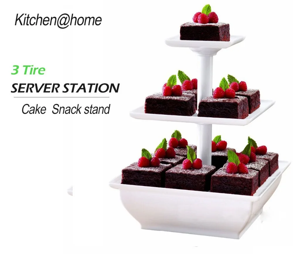 Image 3 tier plastic cupcake stand square snack Holder Decoration Baking Tools Snack Server