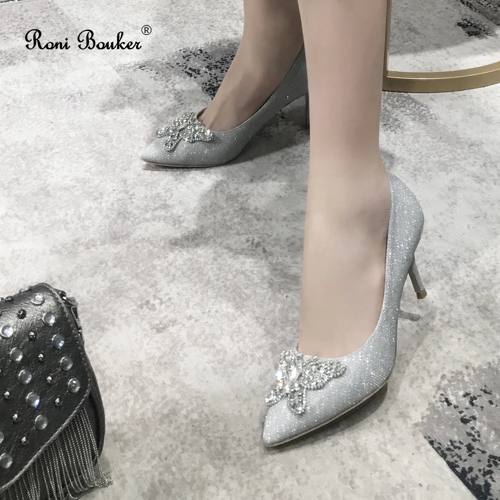 Roni Bouker Thin Heel Pumps Fashion Crystal Bling Bridal Wedding Shoes Woman Classic Pointed Toe Sliver Pink Ladies High Heels
Roni Bouker Thin Heel Pumps Fashion Crystal Bling Bridal Wedding Shoes Woman Classic Pointed Toe Sliver Pink Ladies High Heels