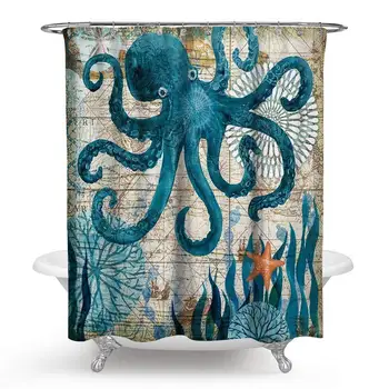 Octopus Ocean Animal Landscape Shower Curtains Waterproof Polyester Blackout Draperies Window Solid Grommet with 12 Hooks
Octopus Ocean Animal Landscape Shower Curtains Waterproof Polyester Blackout Draperies Window Solid Grommet with 12 Hooks
