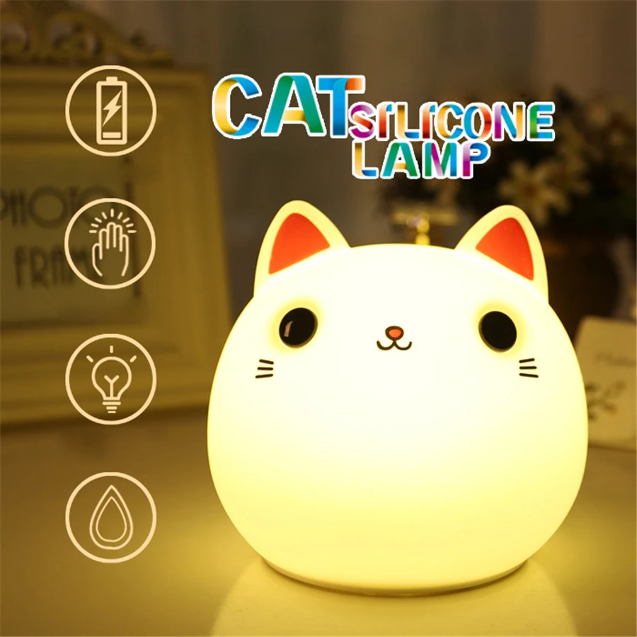 Friendly Silicone Cute Cat LED Night light Sleep Lamp Touch Sensor Lights Children's Toys Christmas Birthday Gifts
Friendly Silicone Cute Cat LED Night light Sleep Lamp Touch Sensor Lights Children's Toys Christmas Birthday Gifts