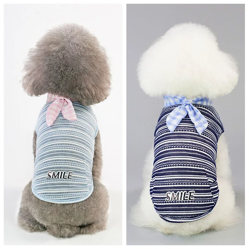 Dog Clothes 2019 Summer Puppy Dog Stripe T-Shirt Comfortable Cotton Cat Small Dog Vest Blue Shirt with Cute Bowknot S M L XL 2XL
Dog Clothes 2019 Summer Puppy Dog Stripe T-Shirt Comfortable Cotton Cat Small Dog Vest Blue Shirt with Cute Bowknot S M L XL 2XL