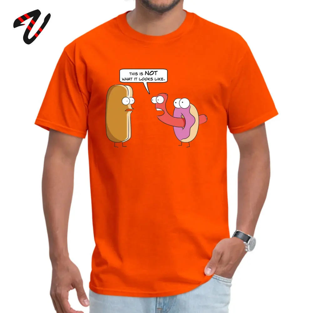 Classic Men On Sale Printed Tops T Shirt O-Neck Summer/Autumn Cotton T-Shirt Birthday Short Sleeve Clothing Shirt This is NOT what it looks like. -16943 orange