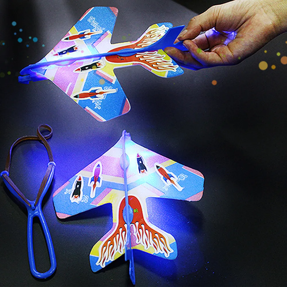 

Helicopter Flying Toy Amazing DIY Flash Ejection Cyclotron Light Plane Slingshot Aircraft For kids aircraft model Gift Toys