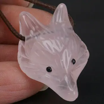 1.37"Fox Head Pendant Natural Rose Quartz Necklace Fashion Jewelry Stone Carving
1.37"Fox Head Pendant Natural Rose Quartz Necklace Fashion Jewelry Stone Carving
