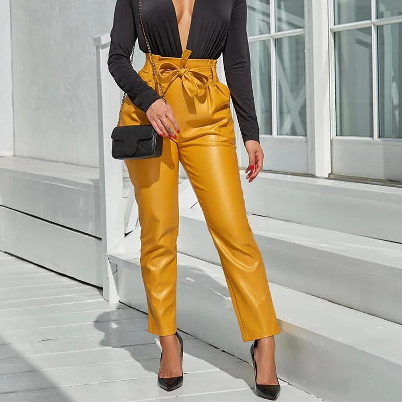 2019 High Waist PU Leather Casual Pants Women Spring Fashion Drawstring Pencil Pants Ladies Pockets Streetwear Women Trousers
2019 High Waist PU Leather Casual Pants Women Spring Fashion Drawstring Pencil Pants Ladies Pockets Streetwear Women Trousers