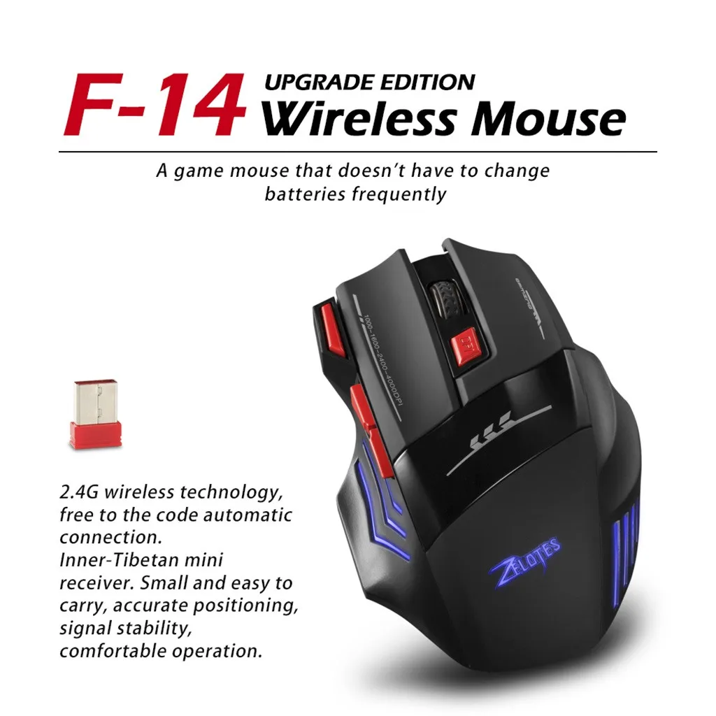 Zelotes Mouse Raton Wireless 7 Button dpi USB For PC Laptop Gamer Computer Mice Inalambrico Ordenador Sem Fio Inalambrico 19May
Zelotes Mouse Raton Wireless 7 Button dpi USB For PC Laptop Gamer Computer Mice Inalambrico Ordenador Sem Fio Inalambrico 19May
