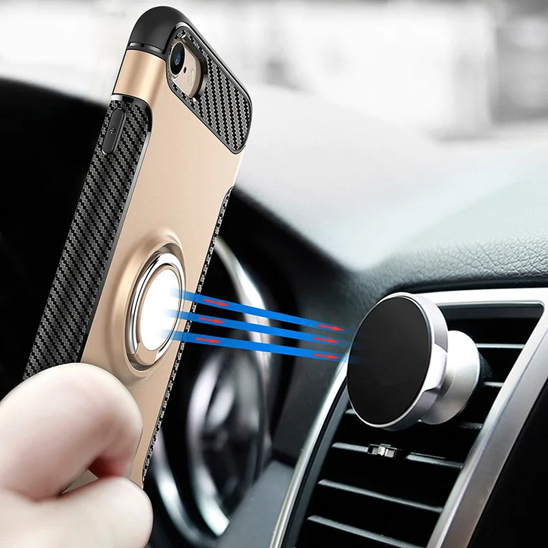 Phone Cover Case Car Holder Magnetic Suction Ring Rugged Armor For iPhone7 iPhone8 iPhoneX iPhone6SPlus Sadoun.com