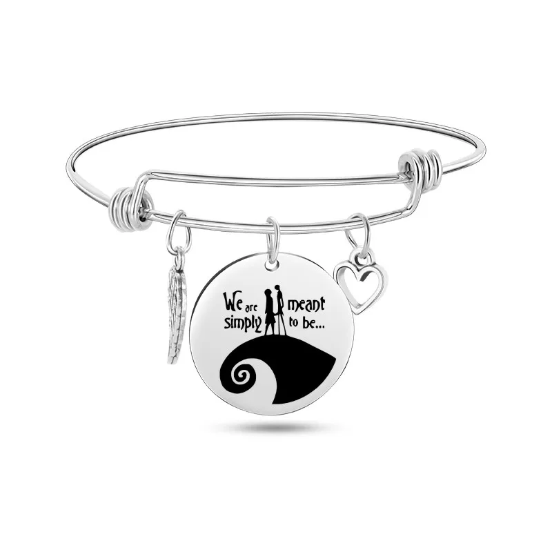 Punk The Nightmare Before Christmas Jewelry Jack Skellington Sally Pendant Bangle Stainless Steel Bangles Bracelets For Women
Punk The Nightmare Before Christmas Jewelry Jack Skellington Sally Pendant Bangle Stainless Steel Bangles Bracelets For Women