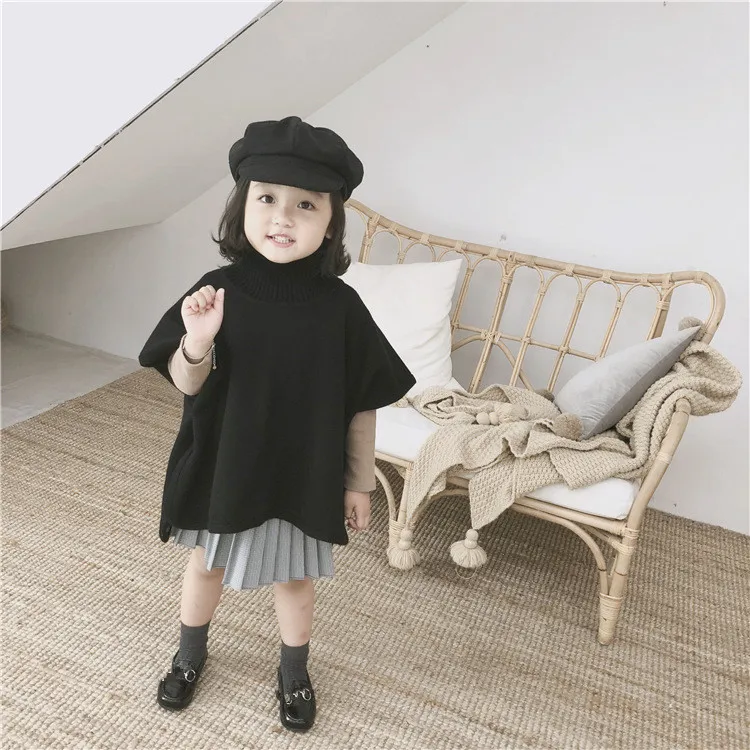 Girls sweater 100% merino wool knitted Cloak