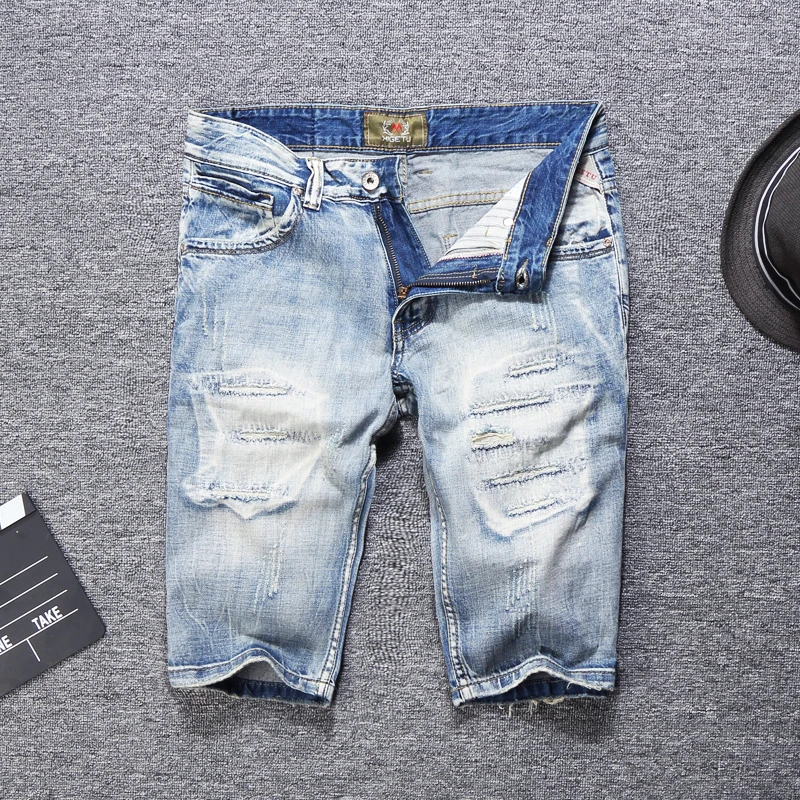 Light Blue Fashion Summer Men Short Jeans Retro Destroyed Ripped Short Jeans High Quality Streetwear Hip Hop Denim Shorts Men
Light Blue Fashion Summer Men Short Jeans Retro Destroyed Ripped Short Jeans High Quality Streetwear Hip Hop Denim Shorts Men