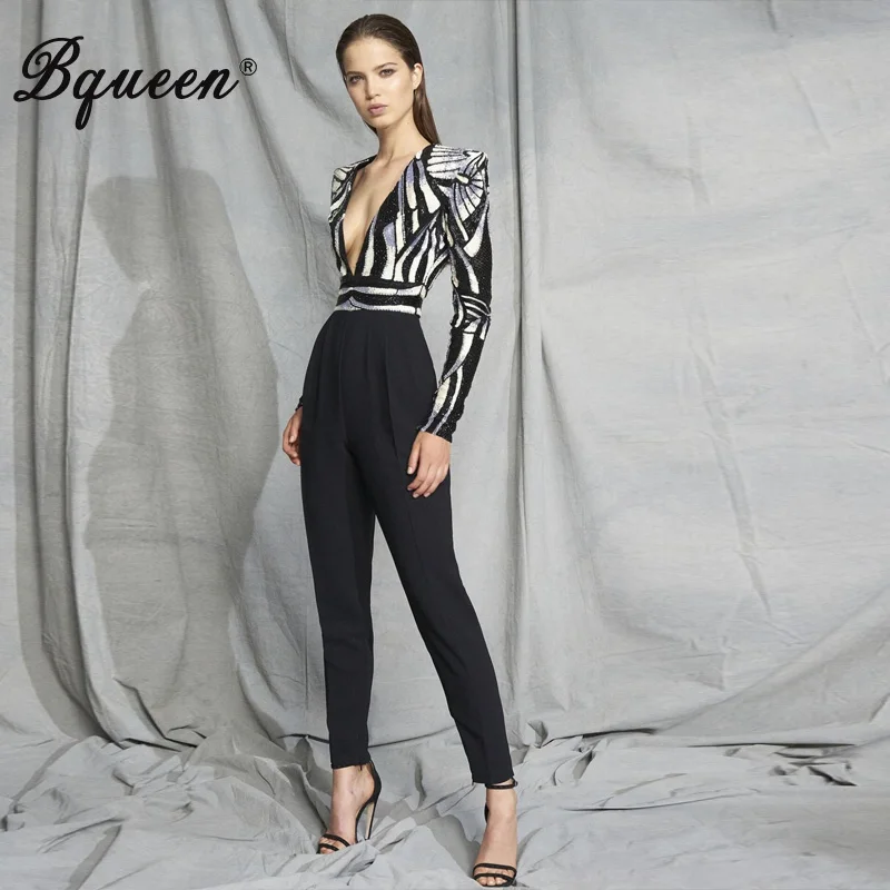 Bqueen 2019 Full Length Deep V Sexy Sequined Club Party Jumpsuits New Fashion Trending Autumn Women Bandage Jumpsuits
Bqueen 2019 Full Length Deep V Sexy Sequined Club Party Jumpsuits New Fashion Trending Autumn Women Bandage Jumpsuits