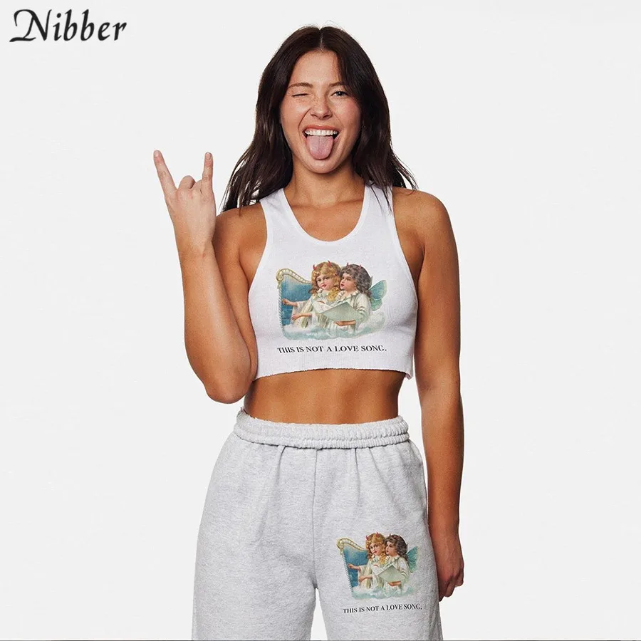 Nibber cute angel print white Crop tops summer tshirt women's camis 2019 fashion Basic sleeveless Tees ladies Casual tank tops
Nibber cute angel print white Crop tops summer tshirt women's camis 2019 fashion Basic sleeveless Tees ladies Casual tank tops
