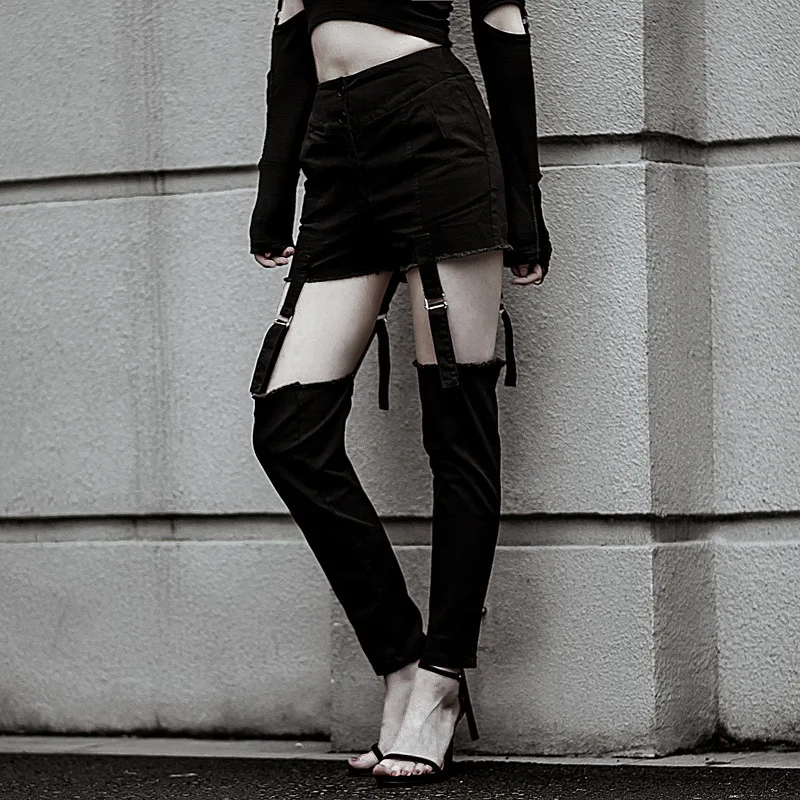 JIEZuoFang 2019 New Punk Gothic Girls Black Cargo Pants Buckle Strap Link Cut out Female Long Pants Dark Fashion Women Trousers
JIEZuoFang 2019 New Punk Gothic Girls Black Cargo Pants Buckle Strap Link Cut out Female Long Pants Dark Fashion Women Trousers