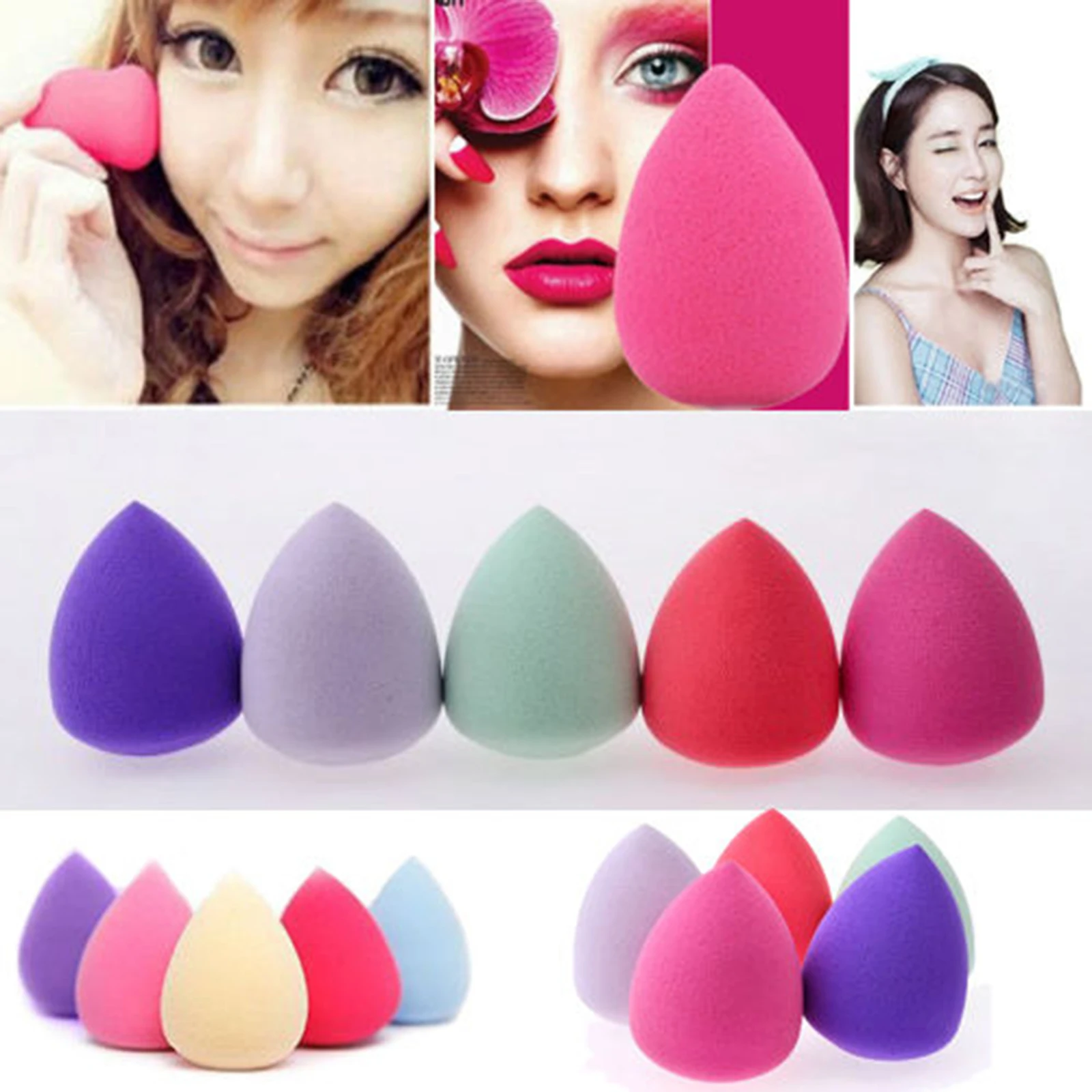 

ELECOOL 1pc Makeup Foundation Sponge Makeup Mixed Kits Puff Powder Smooth Puff Cosmetic Waterdrop/Gourd Maquillage Tool