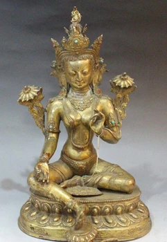 bi00308 15" Tibet Buddhism Pure Bronze 24K Gold Seat Green Tara Kwan-yin Buddha Statue
bi00308 15" Tibet Buddhism Pure Bronze 24K Gold Seat Green Tara Kwan-yin Buddha Statue