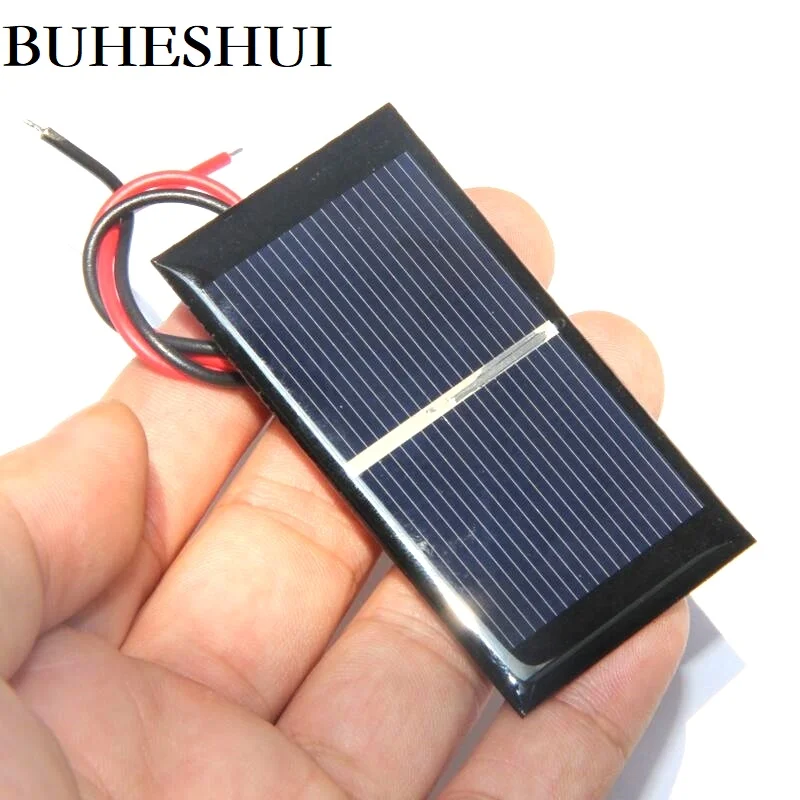 BUHESHUI 0.5V 600MA Polycrystalline Solar Panel With Wire Cell Module Battery Charger Toy Study 65*35MM 100pcs | Электроника