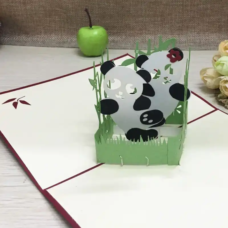 1ピースパンダ漫画ポップアップdiy 3dグリーティングカード封筒ポストカード手作りクリスマス誕生日お土産祭りギフト グリーティングカード グリーティングカード封筒3dグリーティングカード Gooum