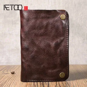 Original vintage pleated leather vertical wallet Men's short first layer leather wallet zipper small card package
Original vintage pleated leather vertical wallet Men's short first layer leather wallet zipper small card package