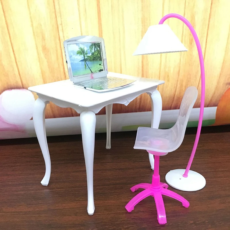 4pcs/set Lamp + Computer + Table + Chair Baby Toy Miniature Furniture Doll Role Playing Props Worktable Table Doll Accessories
4pcs/set Lamp + Computer + Table + Chair Baby Toy Miniature Furniture Doll Role Playing Props Worktable Table Doll Accessories