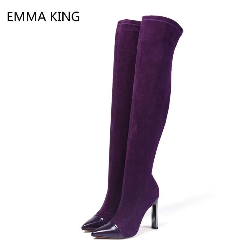 New Purple Flock Over The Knee Boots Sexy Thigh Pointed High Heels Fashion Party Catwalk Shoes Woman Plus Size Free Shipping
New Purple Flock Over The Knee Boots Sexy Thigh Pointed High Heels Fashion Party Catwalk Shoes Woman Plus Size Free Shipping