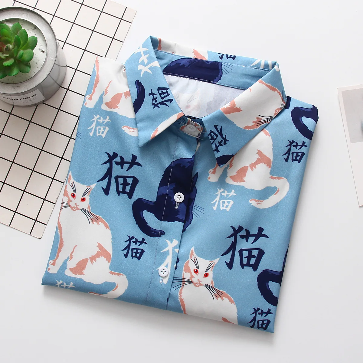 2019 Women Fashion Long Sleeve Cats Print Cotton Blouses Shirts Loose Casual Tops Shirts Blusas
2019 Women Fashion Long Sleeve Cats Print Cotton Blouses Shirts Loose Casual Tops Shirts Blusas